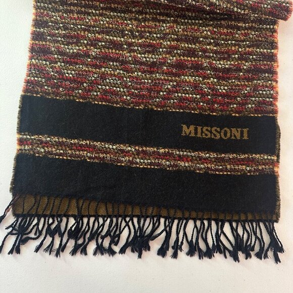 Missoni Italian Wool Fringe Trim Scarf Mens Womens Classic Luxury Multicolor - Picture 3 of 7